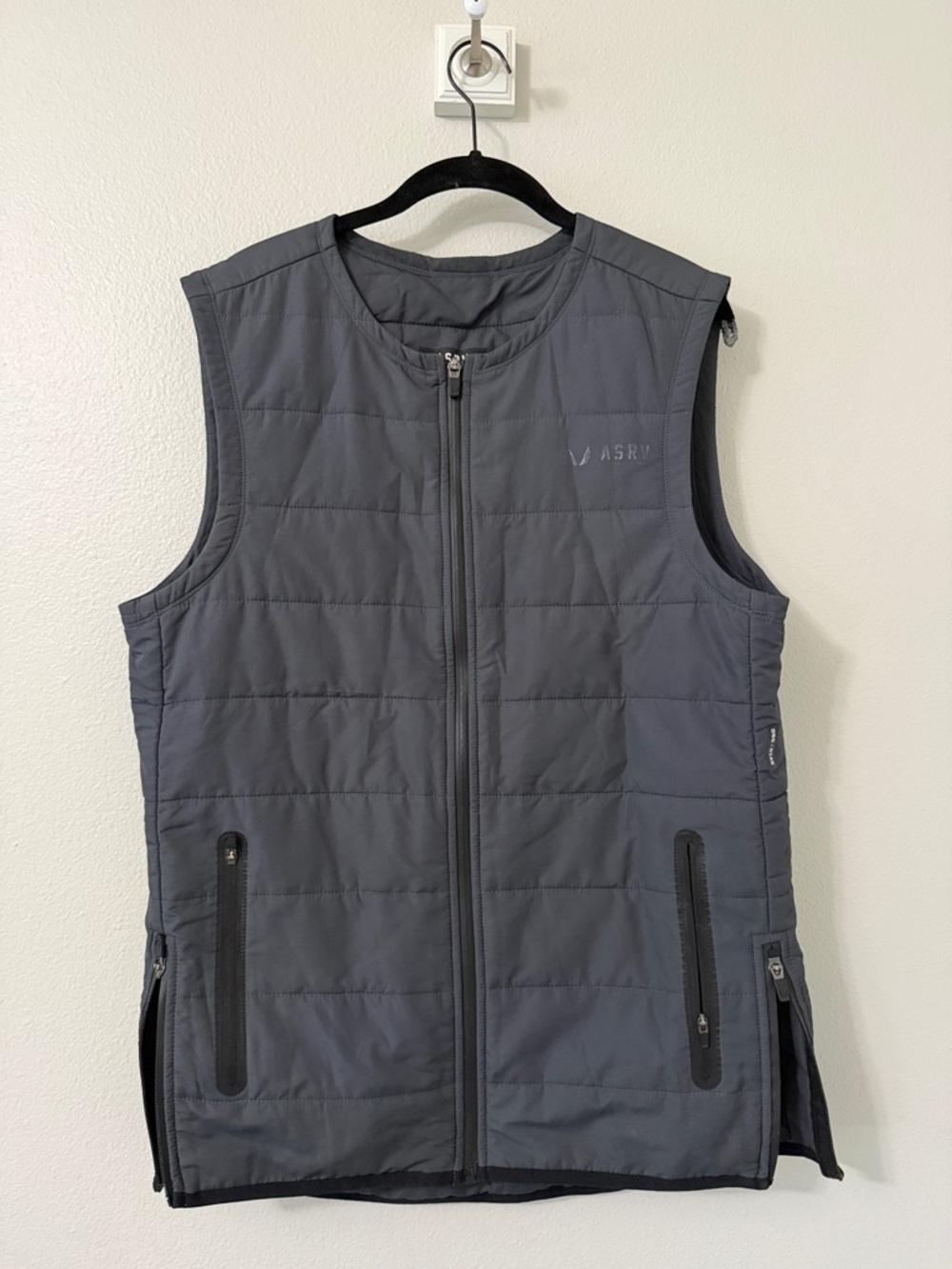 ASRV Men's Charcoal Quilted Sleeveless Vest- DSG-0145